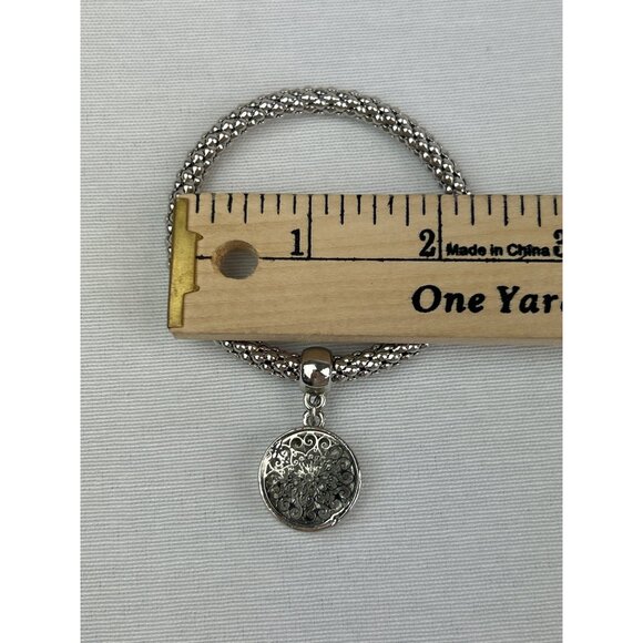 Intricate Silver Tone Tree Of Life Charm Bracelet Braided Adjustable Chain - Picture 5 of 5